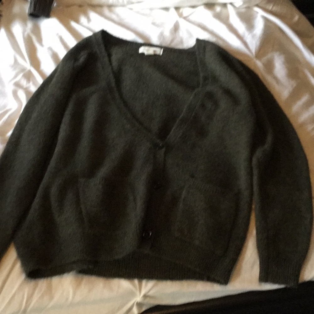 Army green cardigan